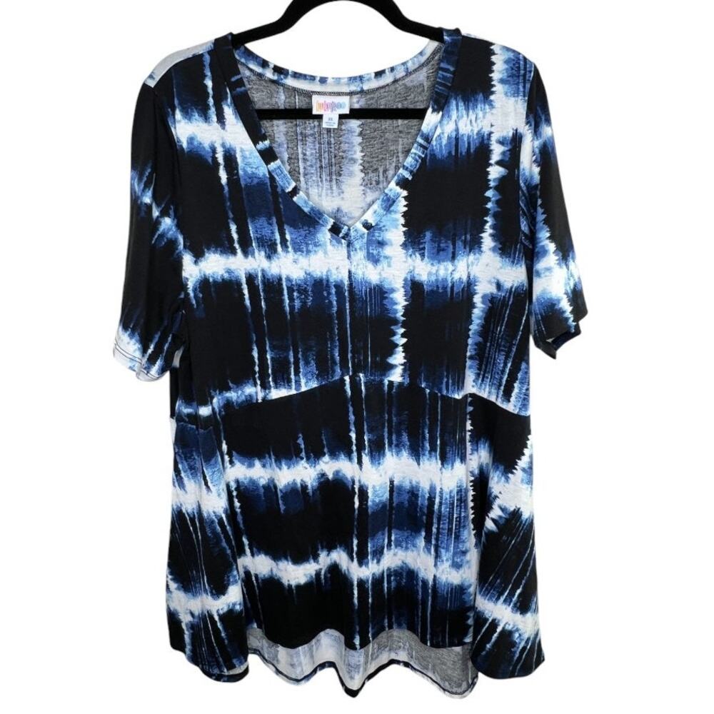 Lularoe Jana Empire Waist Swing Top Navy/White Tie Dye Size XL